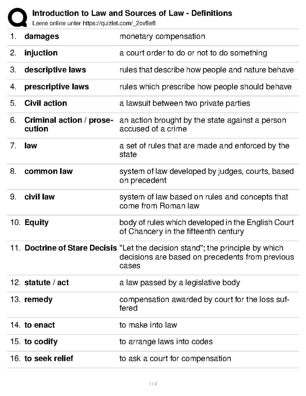 Definice z Quizlet - Introduction to Law and Sources of Law ...