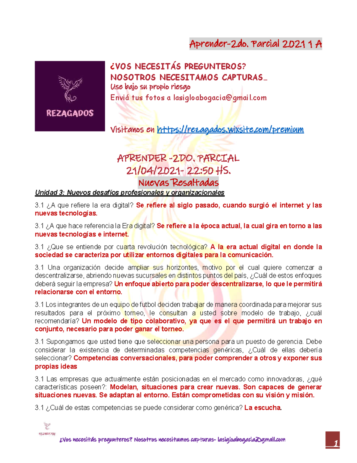 Aprender 2 Parcial - ¿Vos Necesitás Pregunteros? Nosotros Necesitamos ...