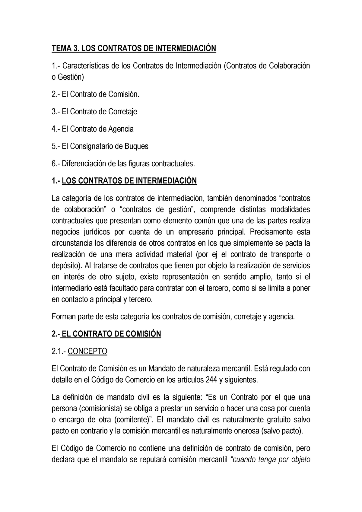 Tema 3 Contratos De Intermediación Tema 3 Los Contratos De IntermediaciÓn 1 Características 2327