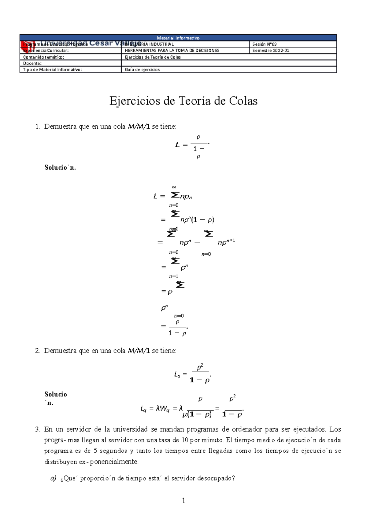 Problemas Resueltos-Teoria Colas - Ejercicios De Teoría De Colas ...