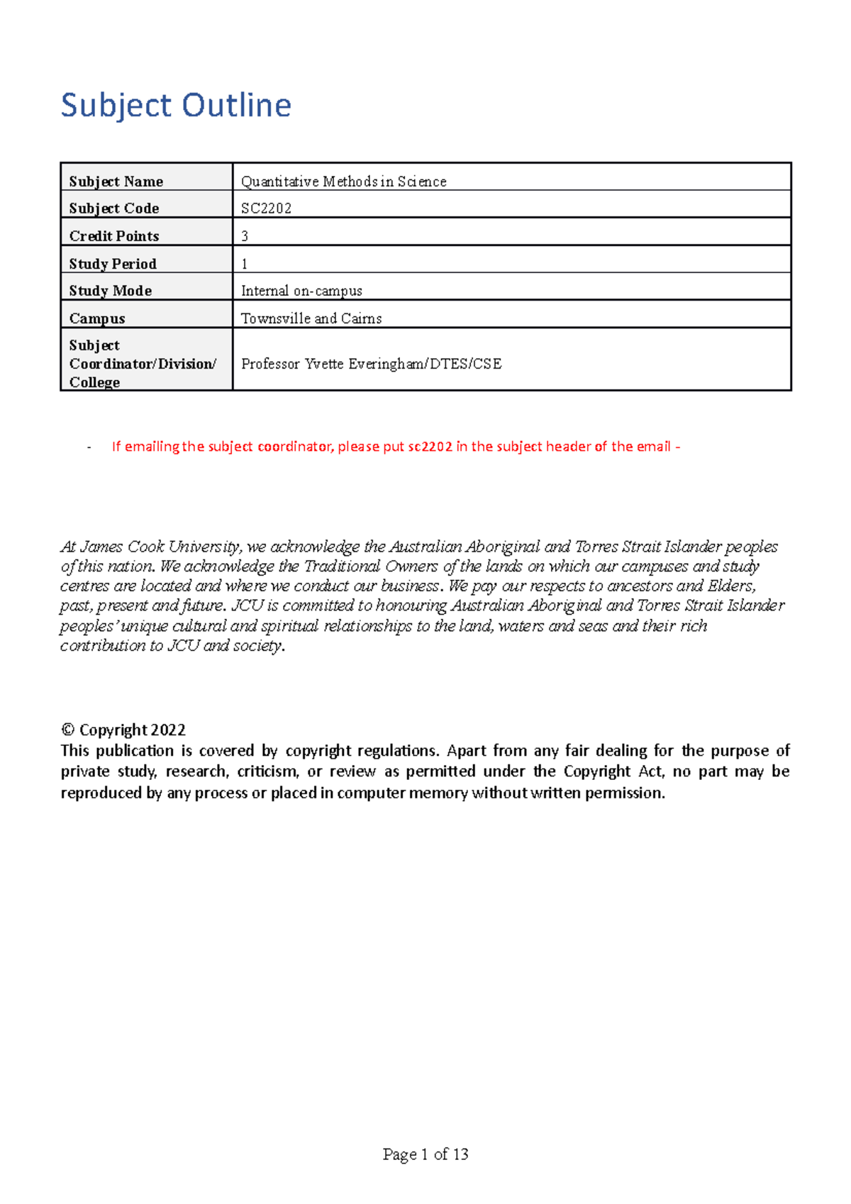 Subject Outline 3........................................... - Studocu