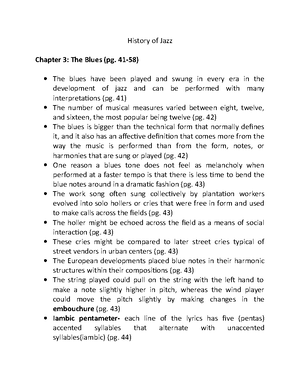 History Of Jazz- Chapter 2 Notes - History Of Jazz Chapter 2: Jazz ...