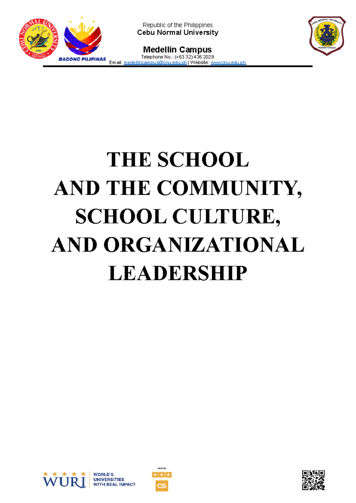 THE School AND THE Community, School Culture, AND Organizational ...