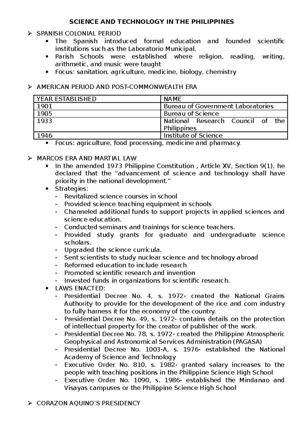 present status of science and technology in the philippines essay