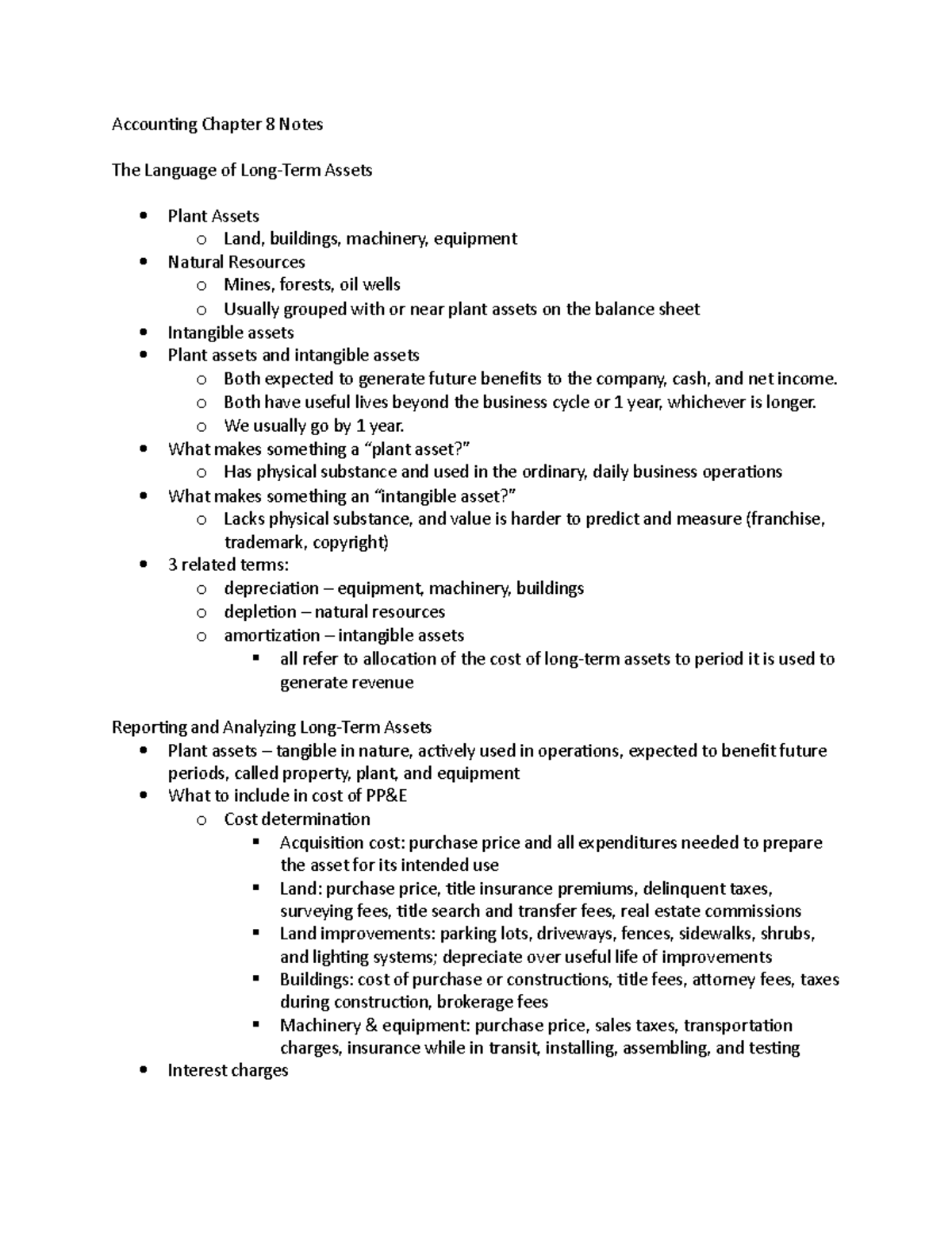 Chapter 8 Notes - Accounting Chapter 8 Notes The Language of Long-Term ...