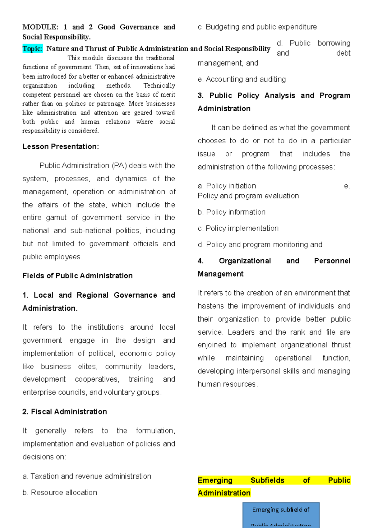 BACR3 MDL - I hope you like it - MODULE: 1 and 2 Good Governance and ...