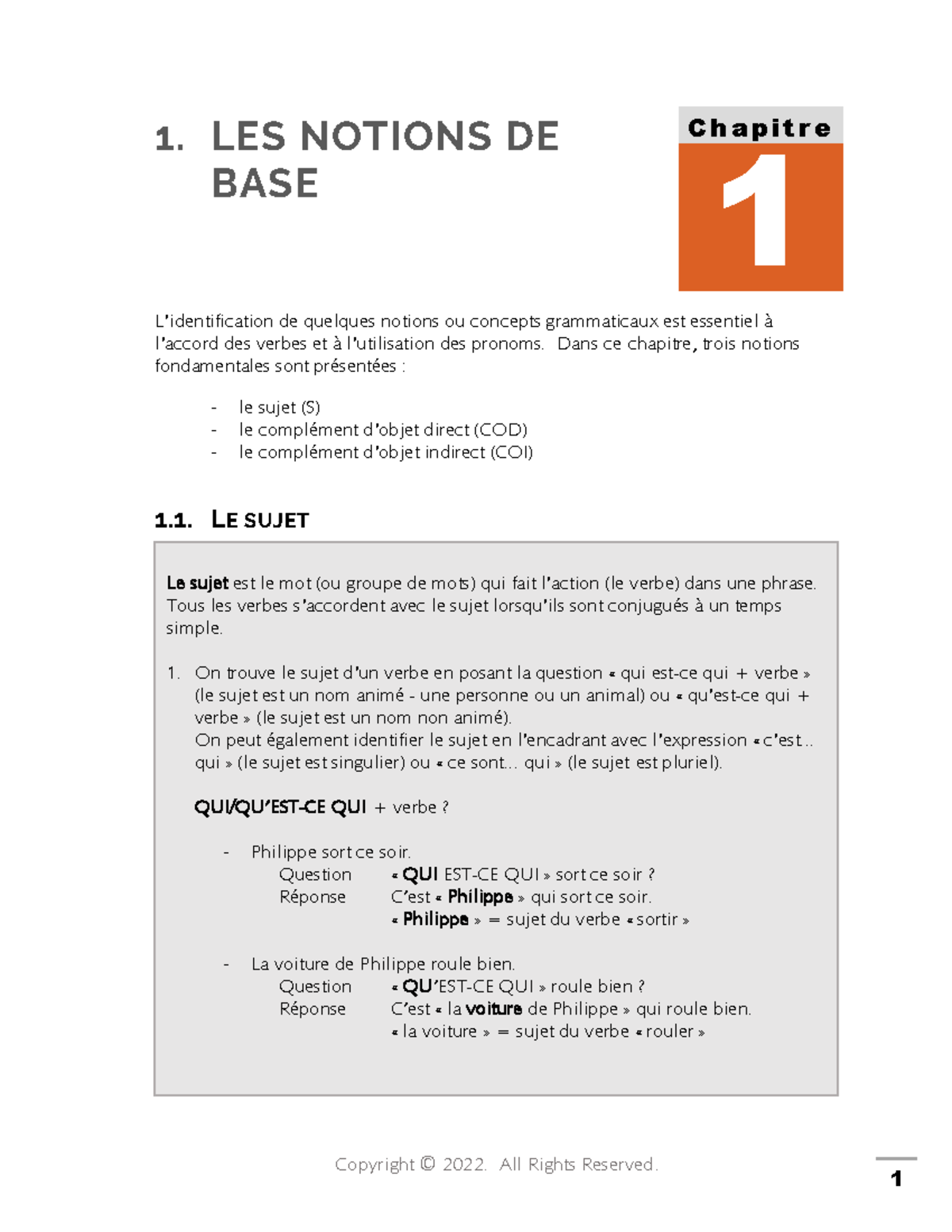 Corrigé chapitre 1 - 1. LES NOTIONS DE BASE L'identification de ...