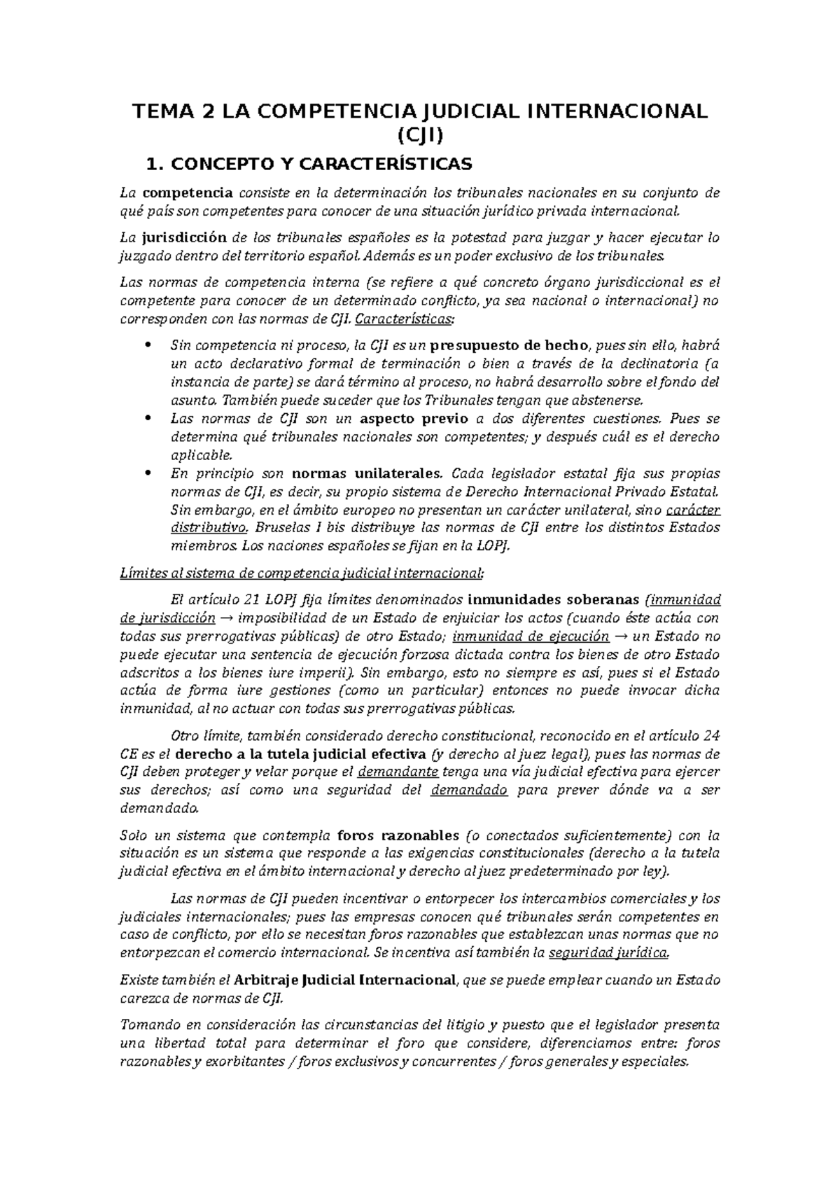 TEMA 2 LA Competencia Judicial Internacional - TEMA 2 LA COMPETENCIA ...