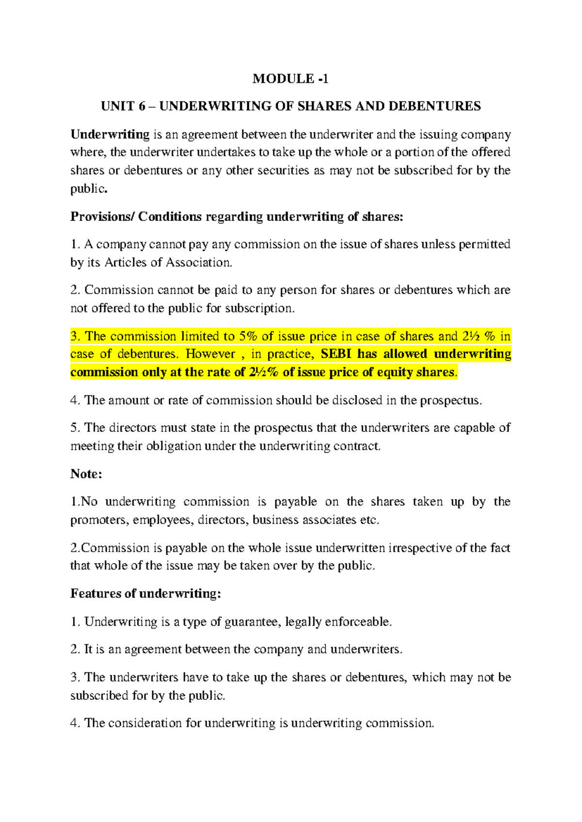 Module 2-Underwriting Introduction - MODULE - 1 UNIT 6 – UNDERWRITING ...