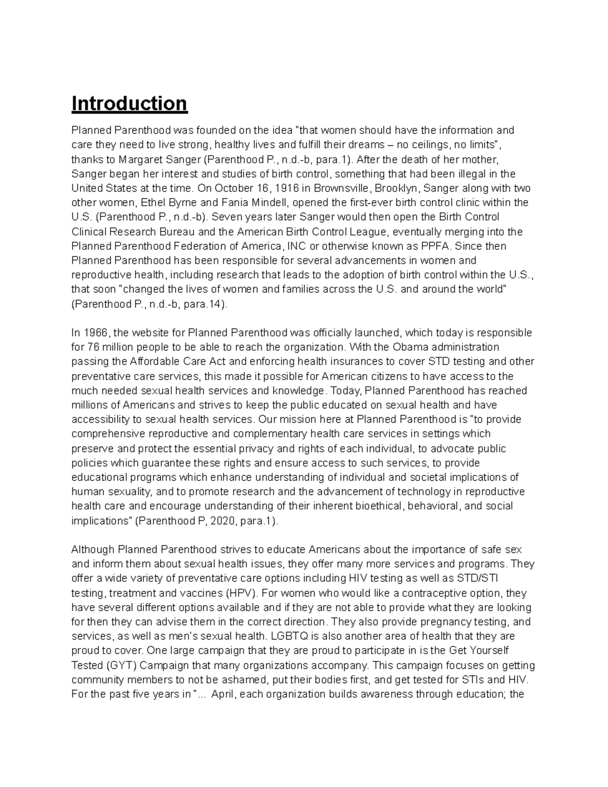 The History And Significance Of Planned Parenthood[ESSAY ...