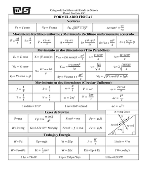 Formulario Fisica 1 Preparatoria N, PDF, Mecánica