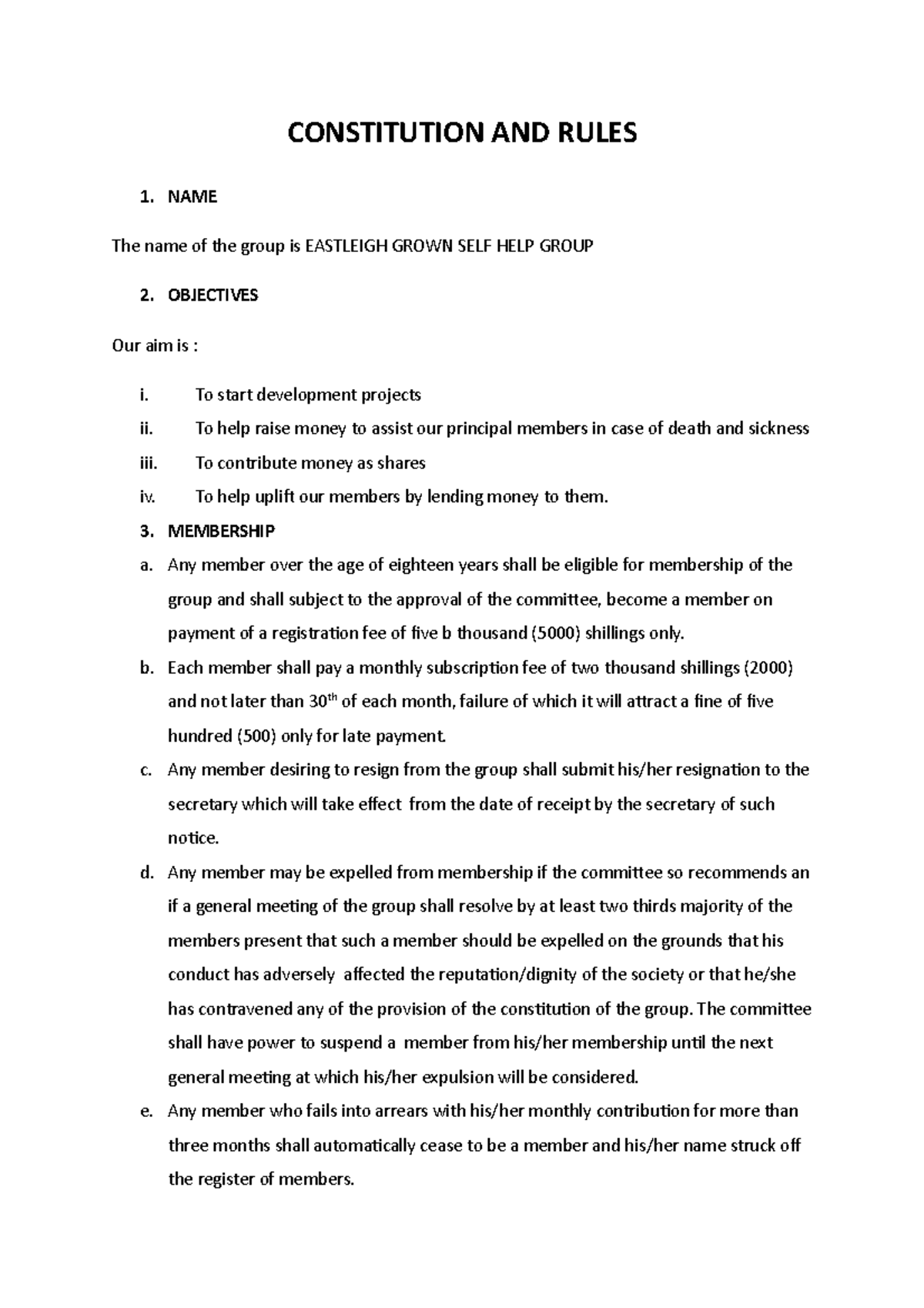 Constitution AND Rules CONSTITUTION AND RULES 1. NAME The name of the