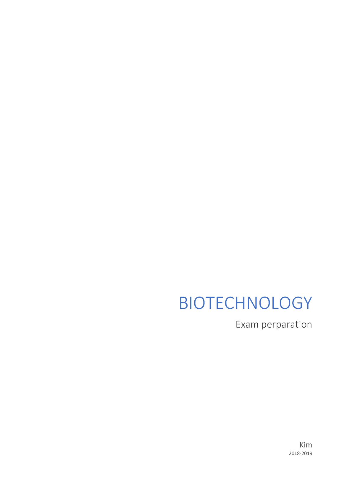 Biotech Resume Biotechnologie Vub Studocu