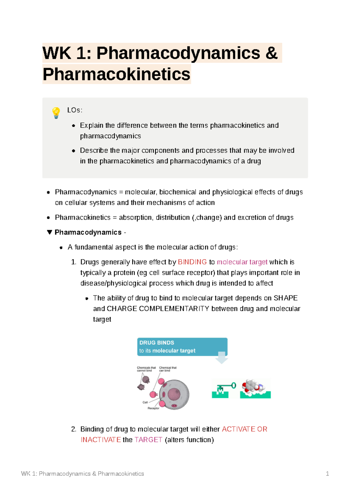 MMED3934 Pharmacodynamics And Pharmacokinetics 1 - WK 1 ...