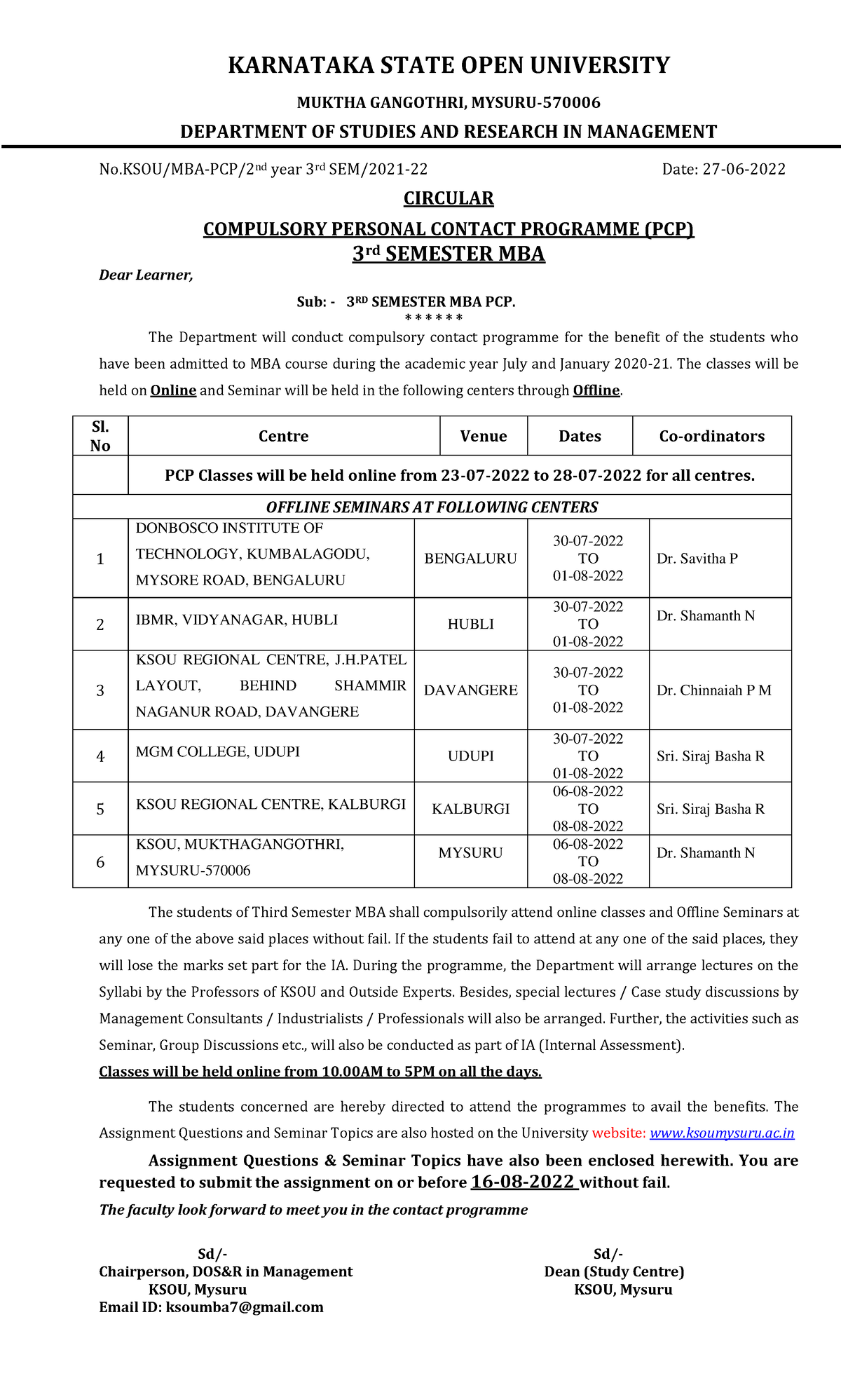 karnataka open university assignment