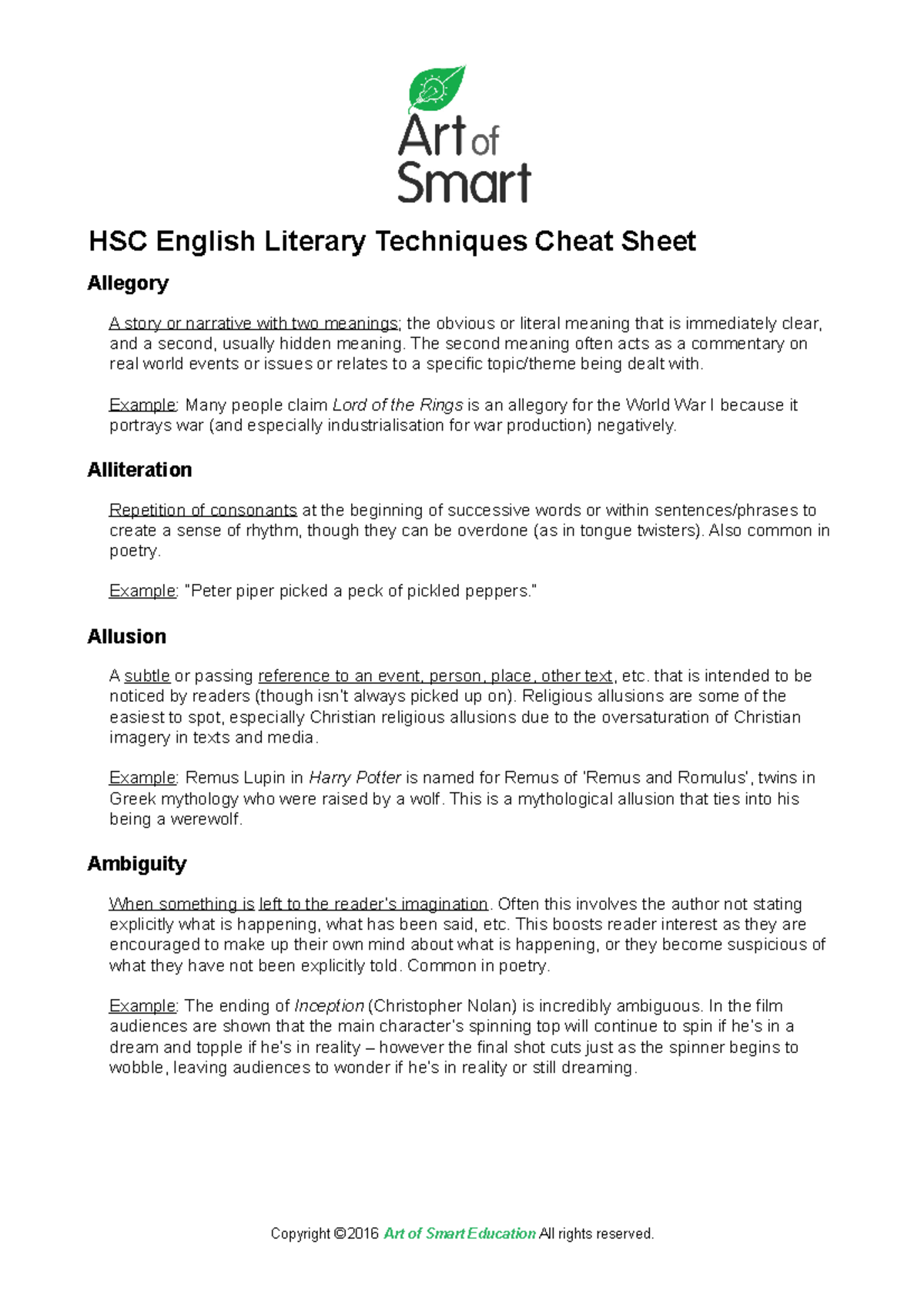 hsc-english-literary-techniques-cheatsheet-100862-uws-studocu