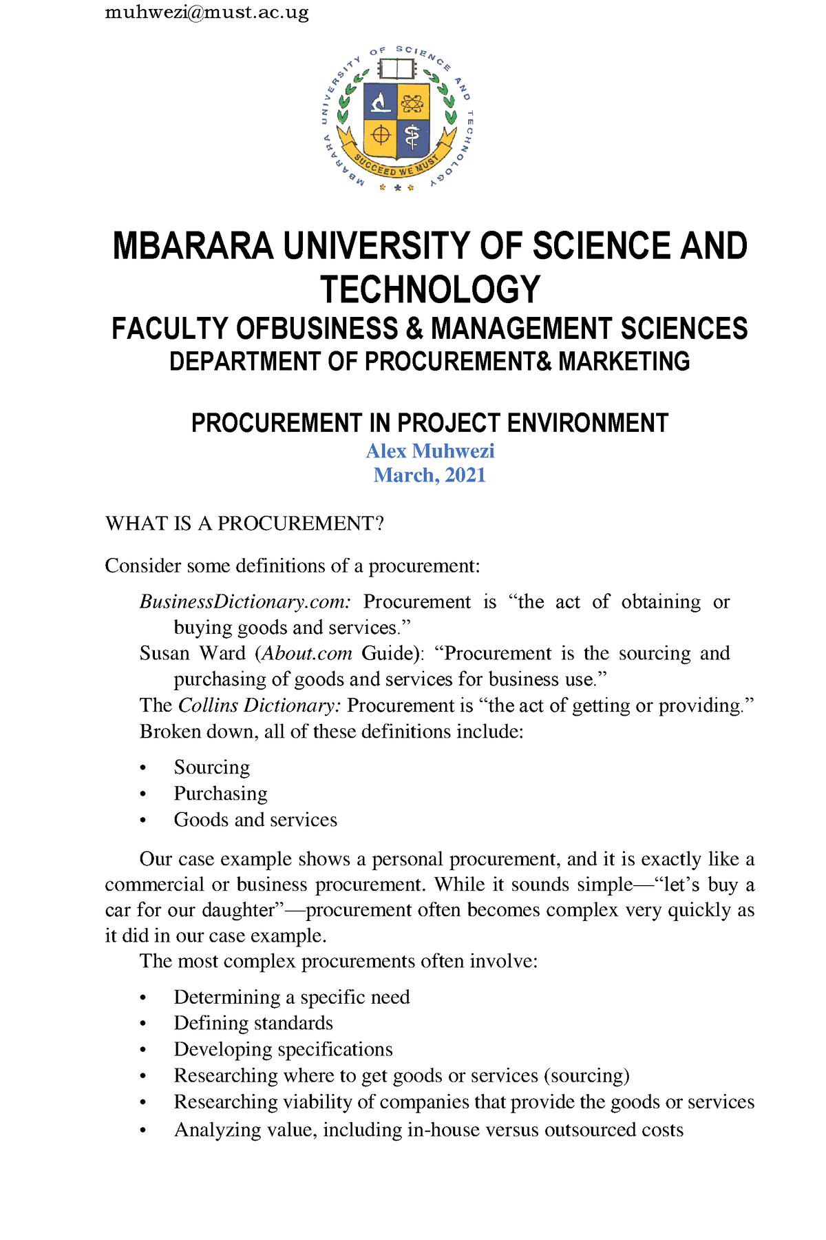 Project Chapter One - MBARARA UNIVERSITY OF SCIENCE AND TECHNOLOGY ...