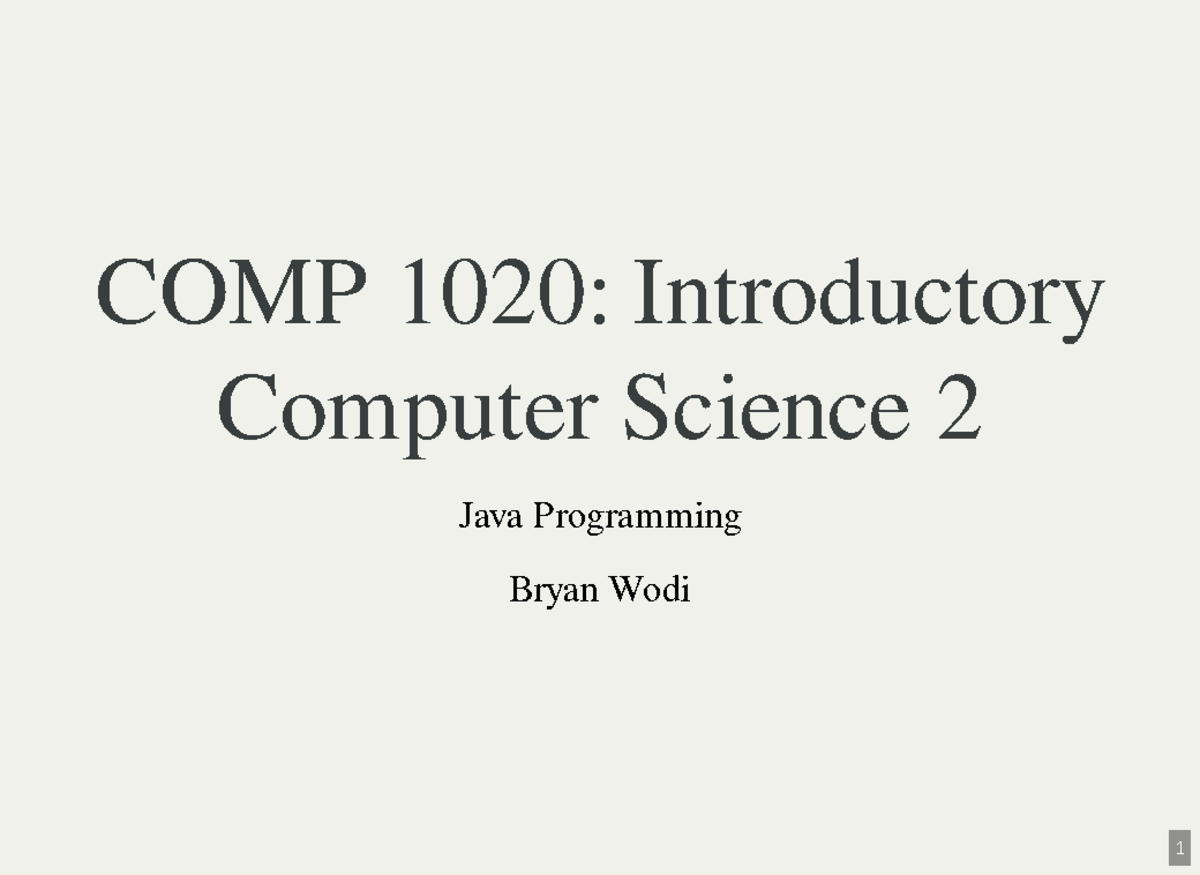 Java Review - COMP 1020 notes - / COMP 1020: IntroductoryCOMP 1020 ...