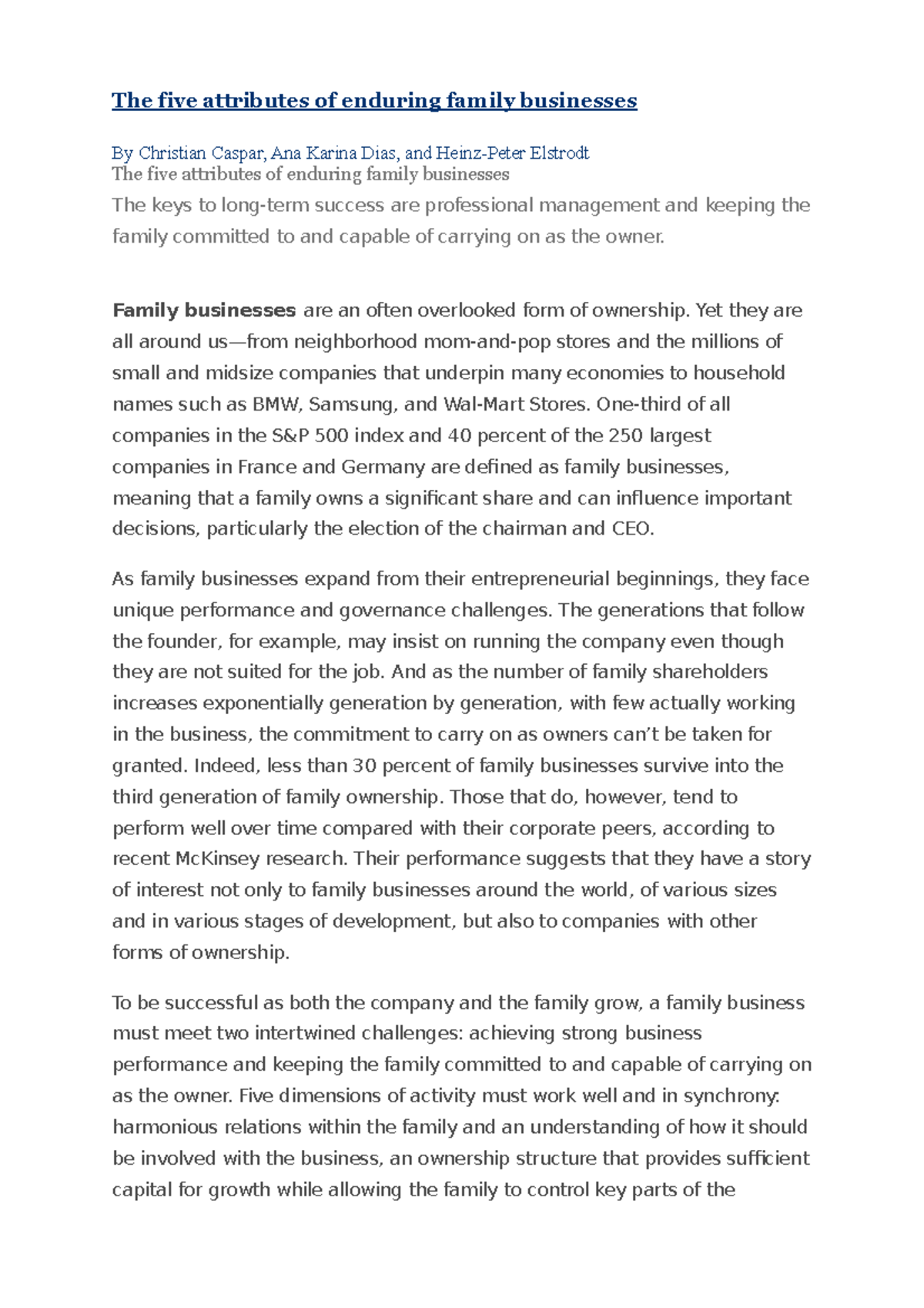 The five attributes of enduring family businesses - Family businesses ...