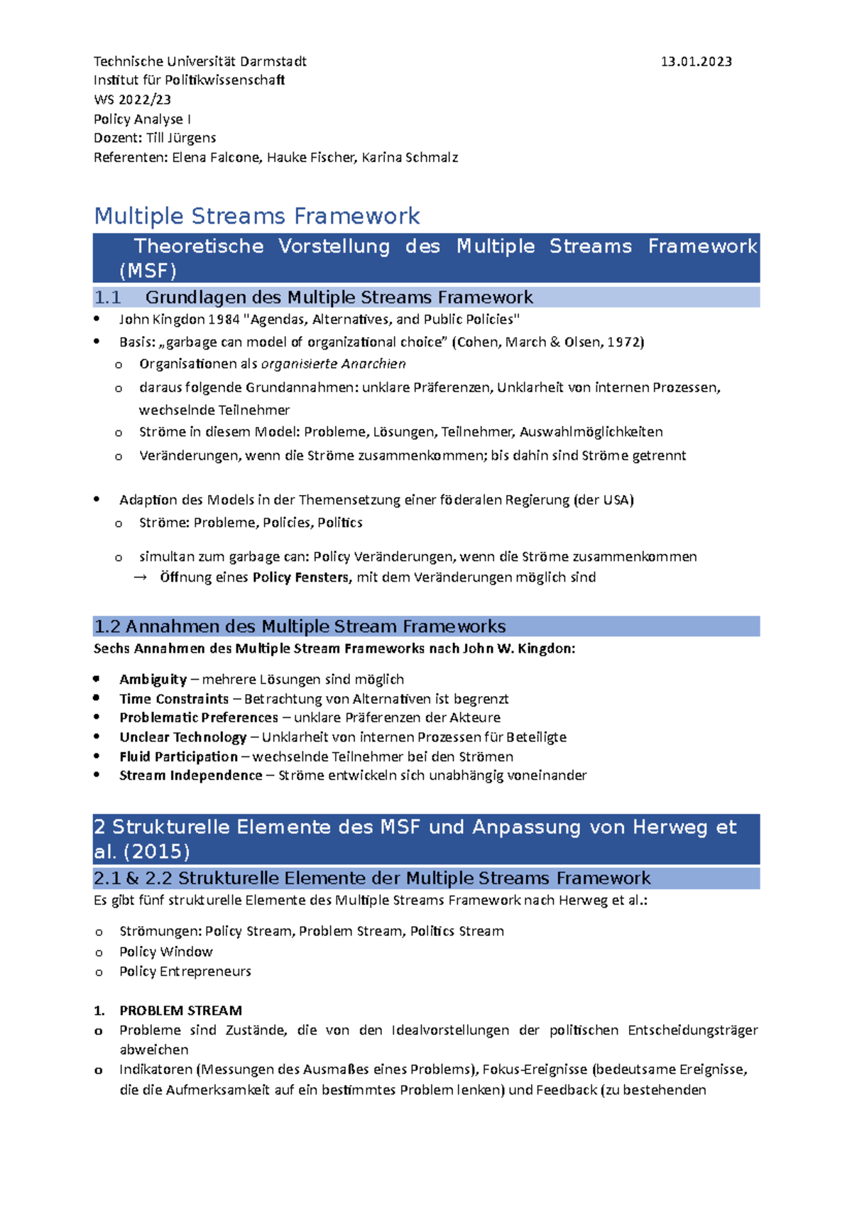 Handout Multiple Streams Framework - Technische Universität Darmstadt ...