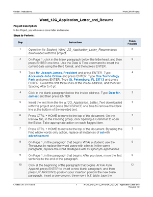 word 12g application letter and resume