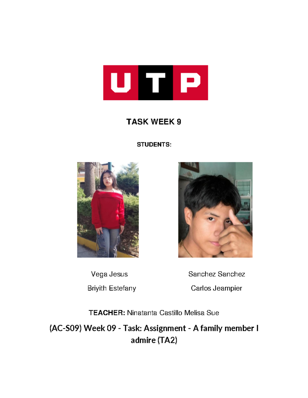 TASK 9 English - ingles, tarea - TASK WEEK 9 STUDENTS: Vega Jesus ...