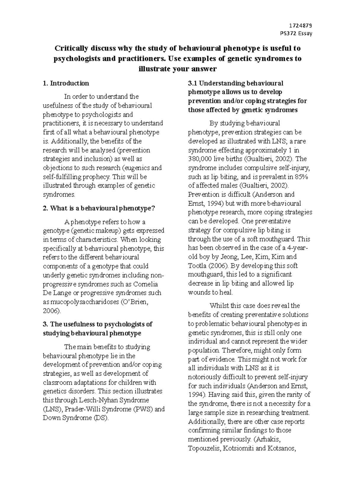 PS372 Essay 1724879 - Grade: 62% - PS372 Essay Critically discuss why ...