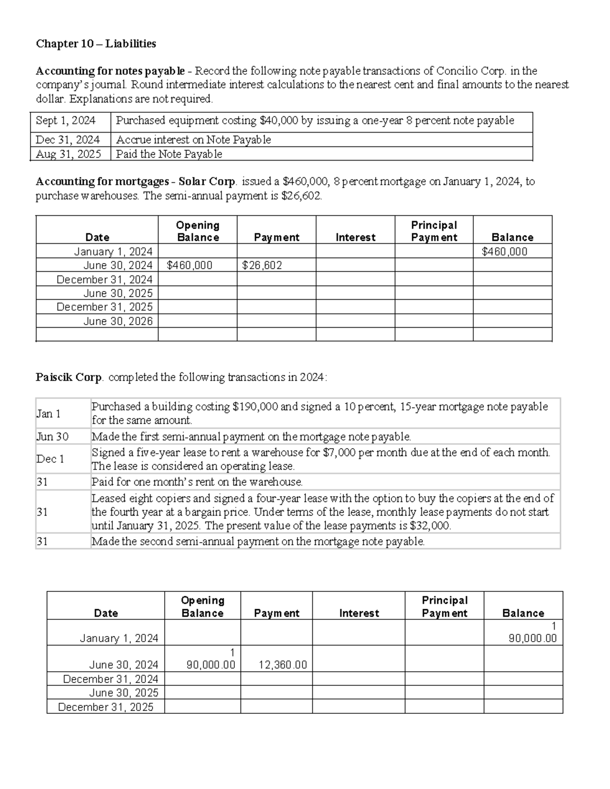 ACCT 2121 Chapt 10 In Class Liabilities Student Handout - Chapter 10 ...