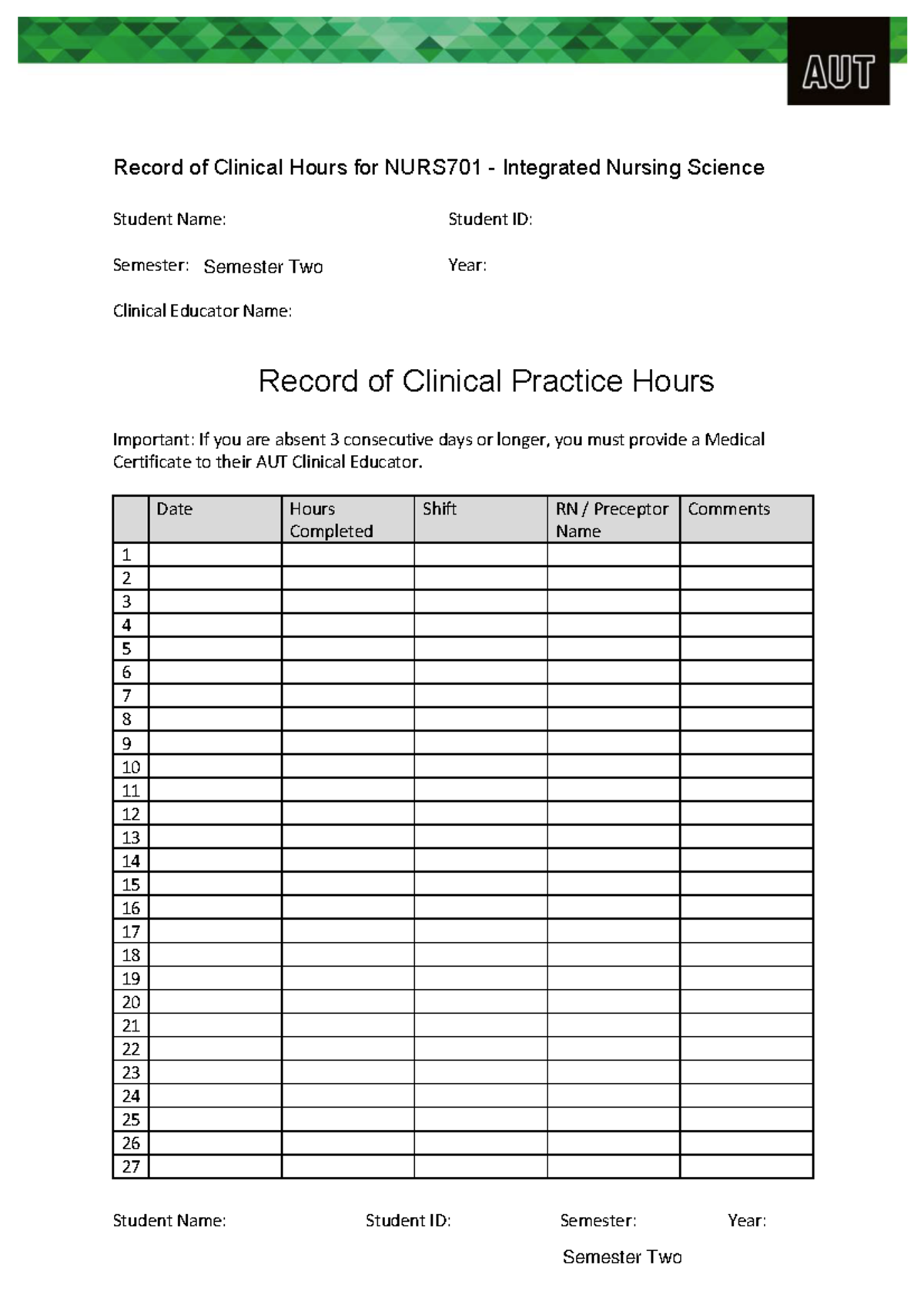 record-of-clinical-practice-hours-student-name-student-id-semester