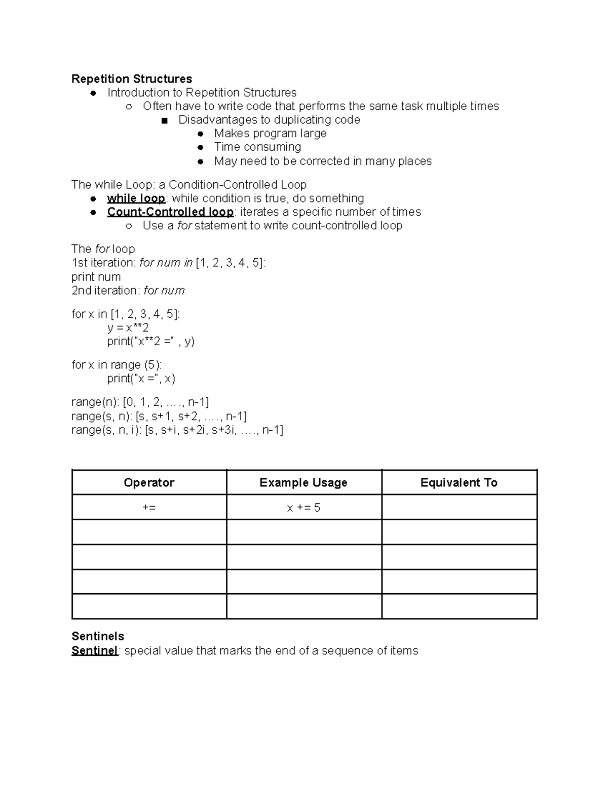 Class Notes #3 9 14 21 - Repetition Structures Introduction To 