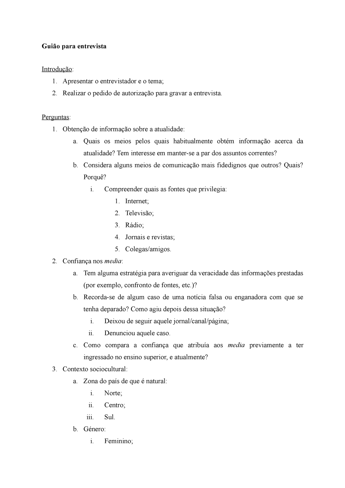 Guião Para Entrevista Relatório Guião Para Entrevista Introdução 1 Apresentar O 4754