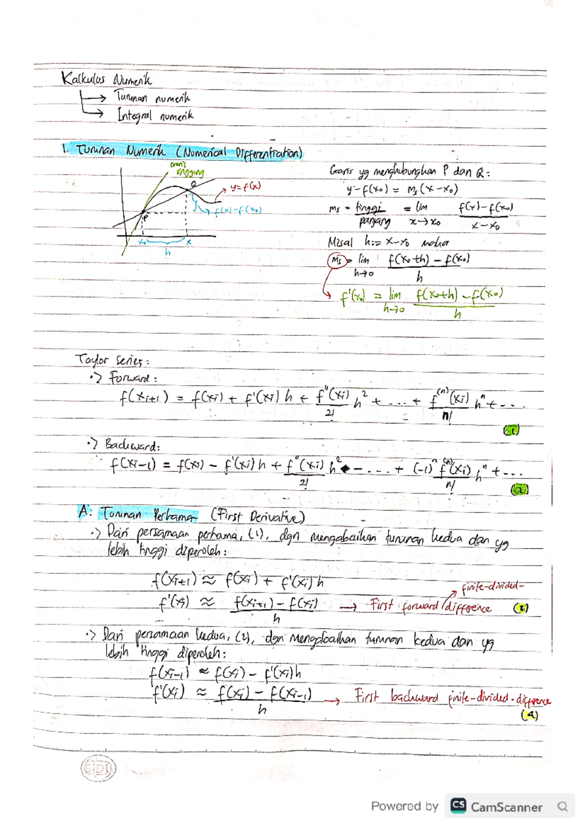 Diferensiasi Numerik - Metode Numerik - Studocu