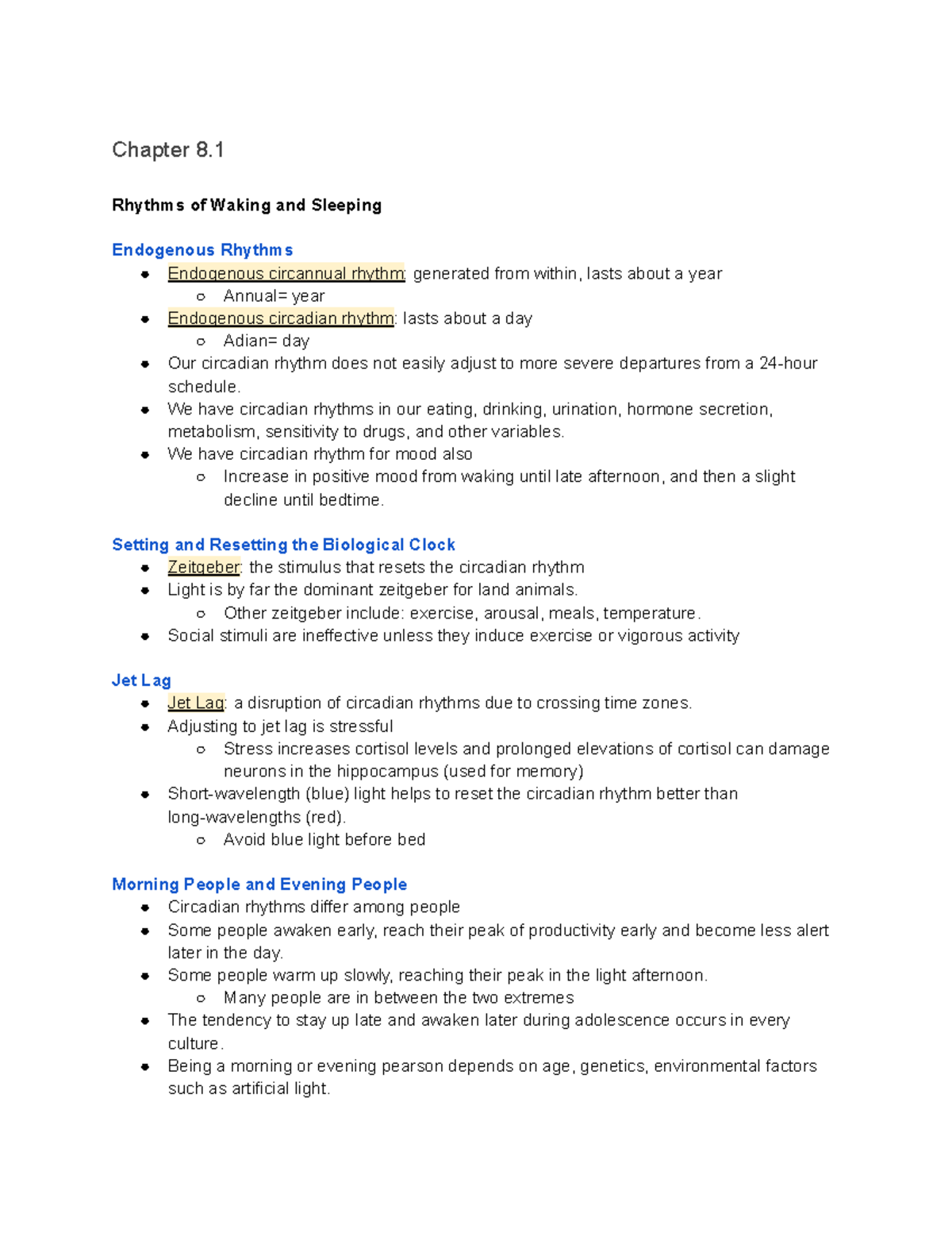 Chapter 8.1 biopsych notes - BIO 385 - JMU - Studocu