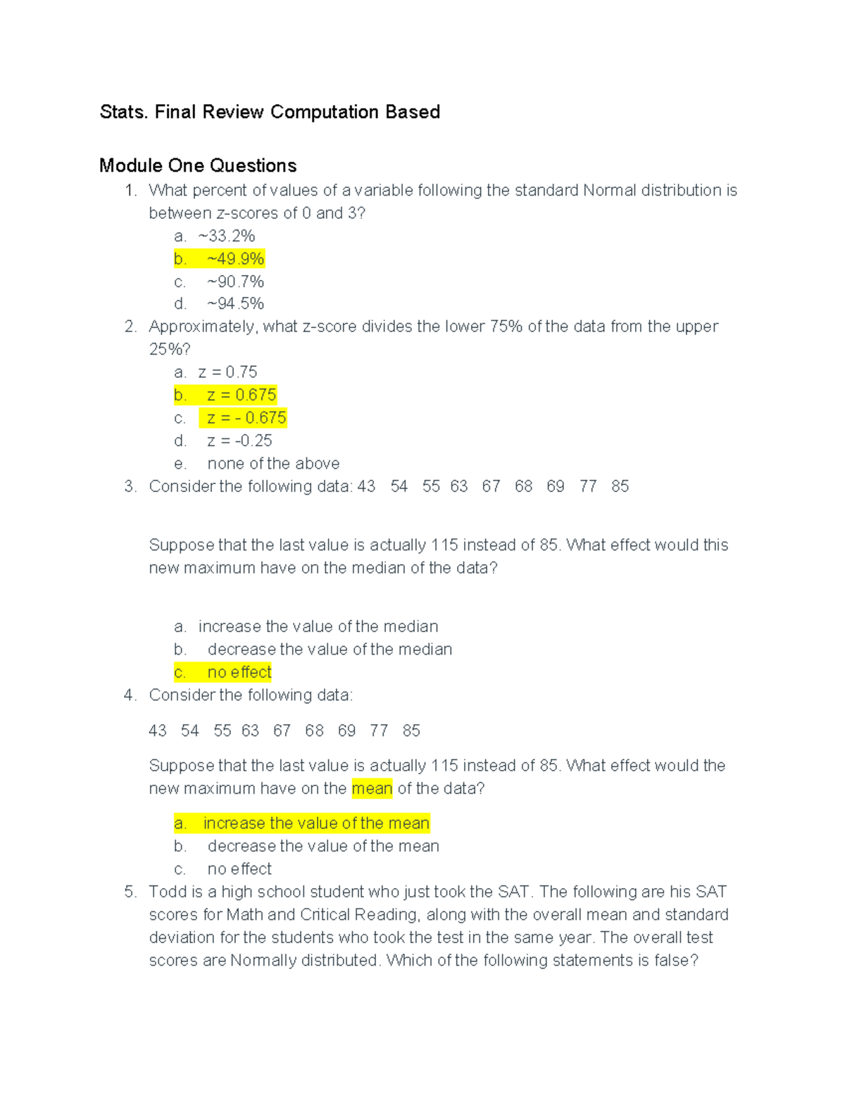 K-300 Stats Final Review Computation - Stats. Final Review Computation ...