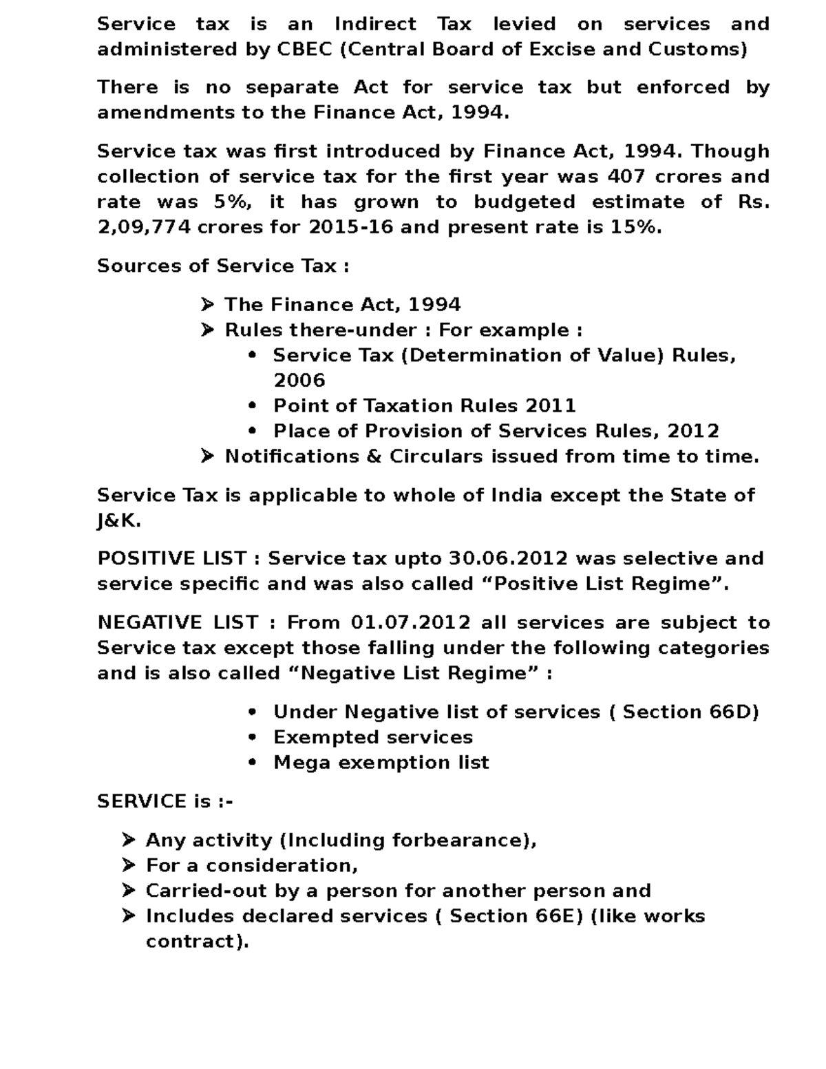 service tax assignment