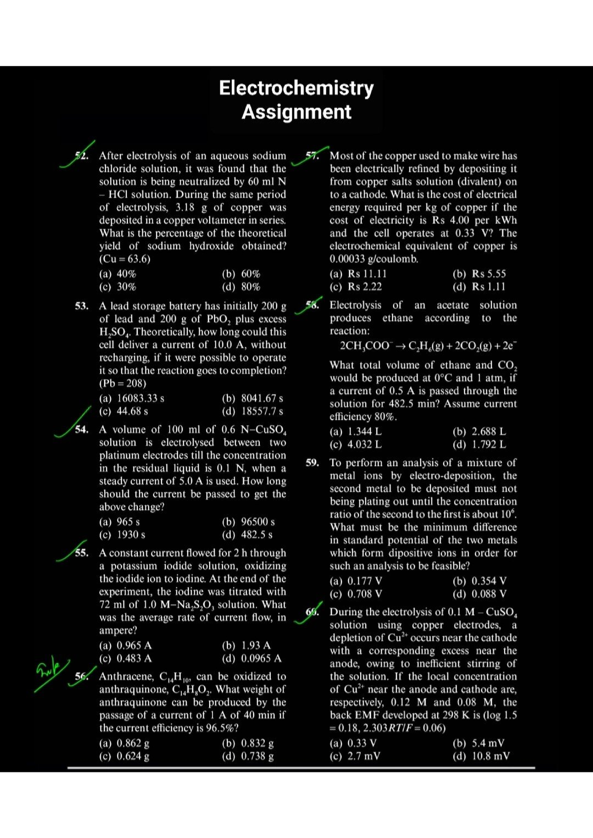 Electrochemistry Assignment 05 - Chemistry - Studocu