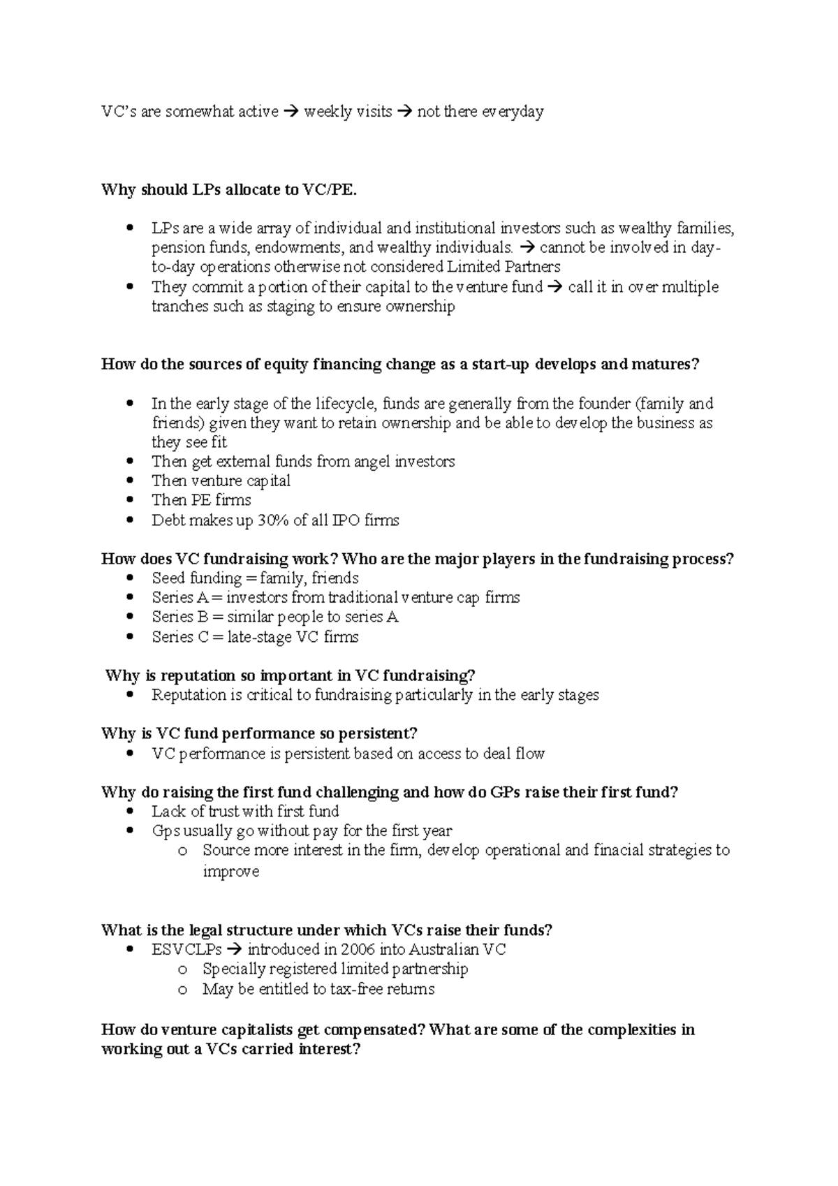 Why should LPs allocate to VC VC’s are somewhat active weekly visits
