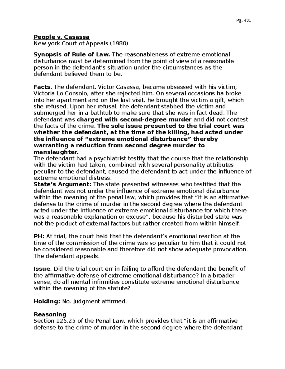 People v casassa - Pg. 401 People v. Casassa New york Court of Appeals ...