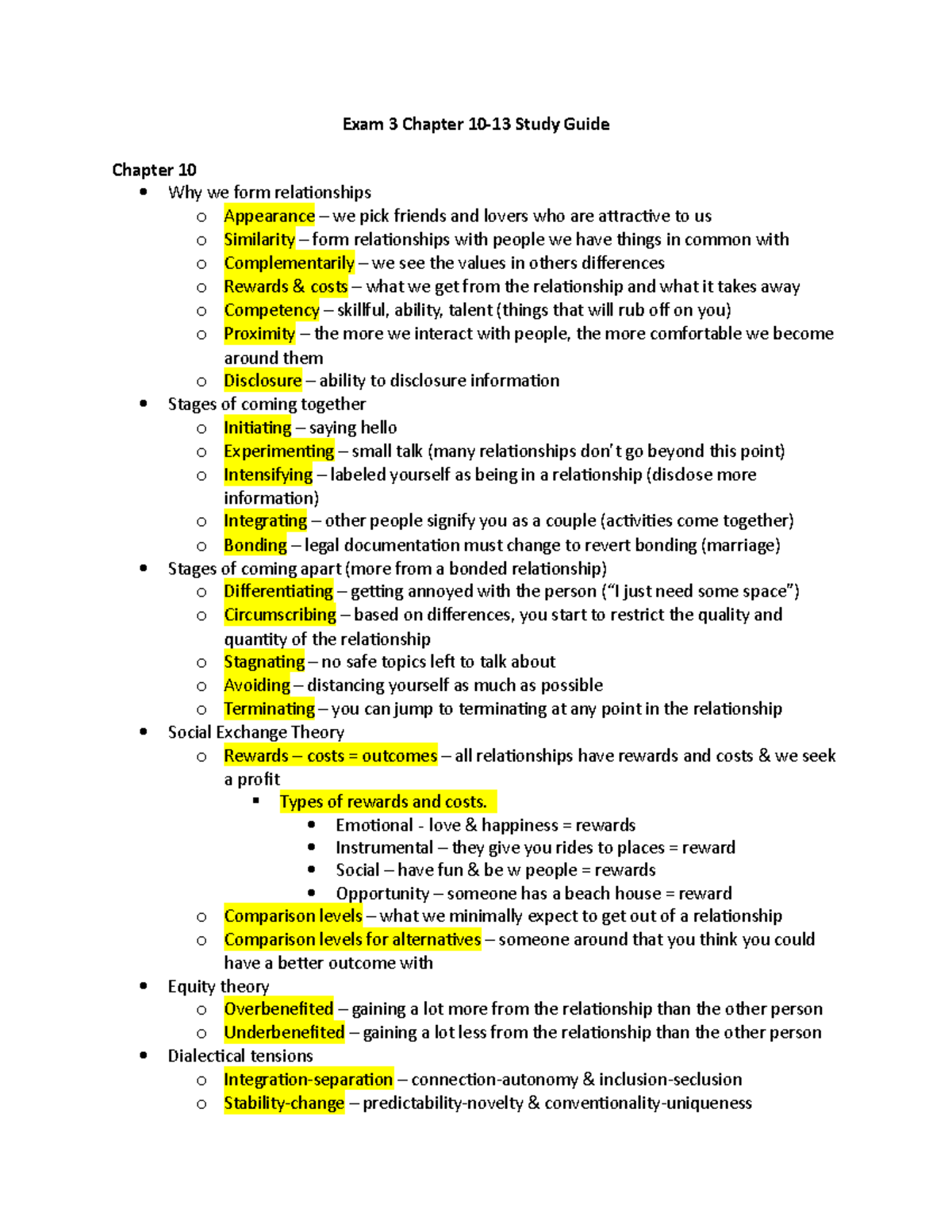 Exam 3 Chapter 10-13 Cheat Sheet - Exam 3 Chapter 10-13 Study Guide ...