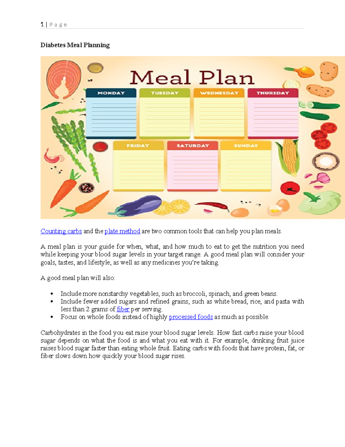 Diabetes Meal Planning Diabetes Meal Planning Counting carbs and the