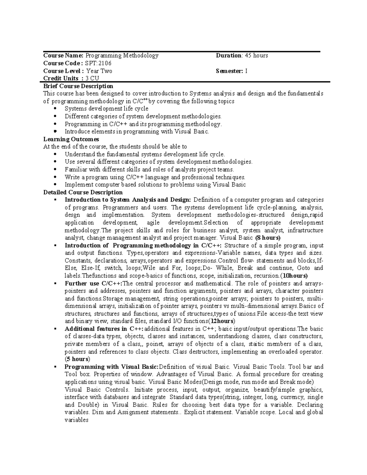 Programming Methodology - Programming in C/C++ and its programming ...