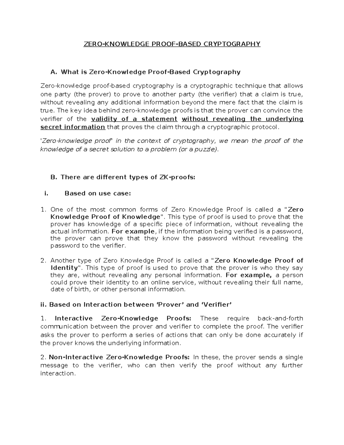 Note- ZERO- Knowledge Proof- Based Cryptography - ZERO-KNOWLEDGE PROOF ...