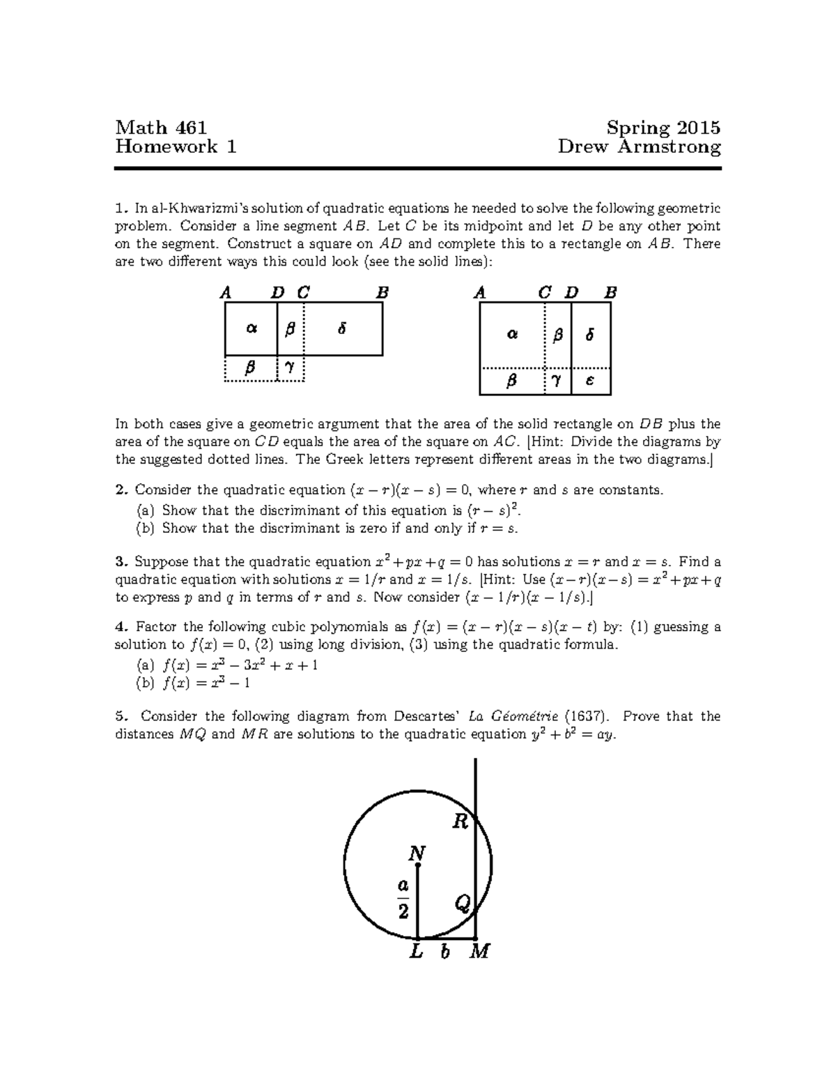 Sprin 15 Hwq 1 Homework Mth 461 University Of Miami - 