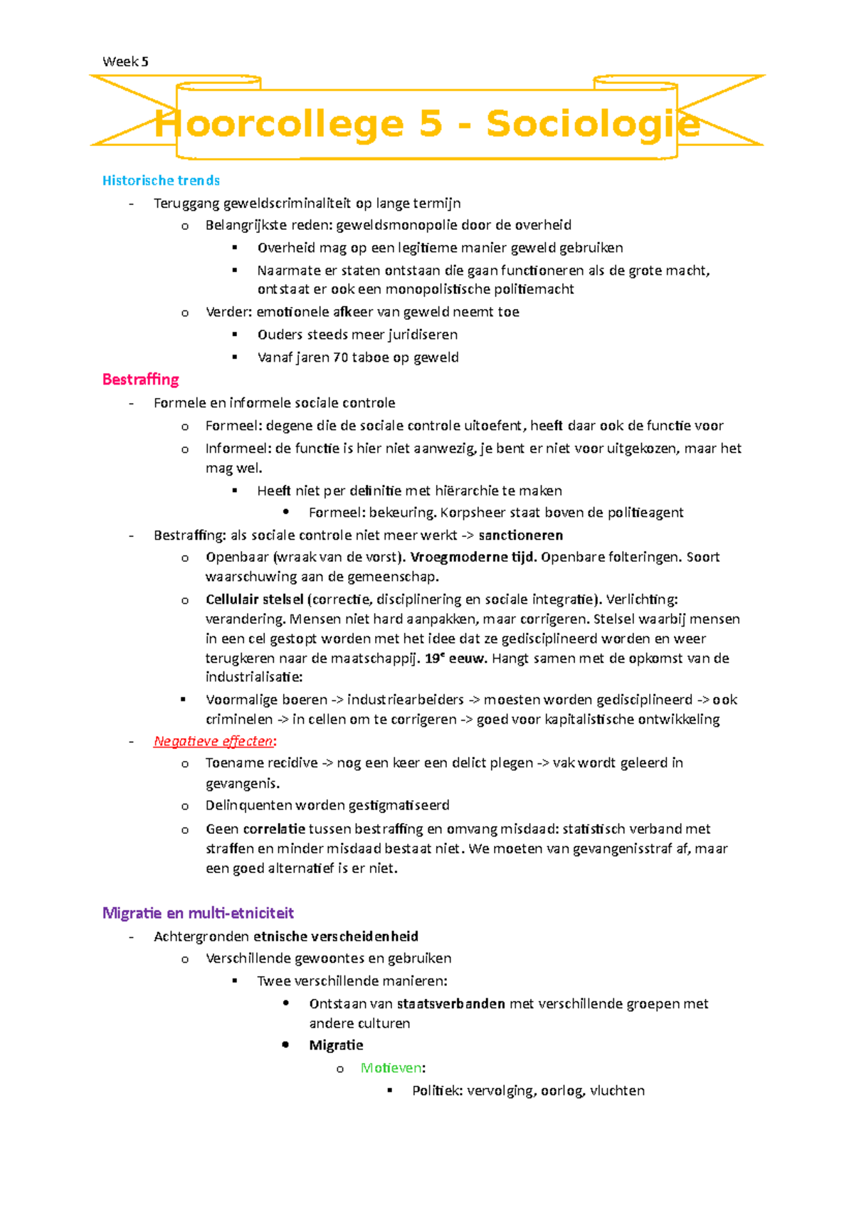 Hoorcollege 5 Sociologie Criminaliteit Etc In Nederland Week 5