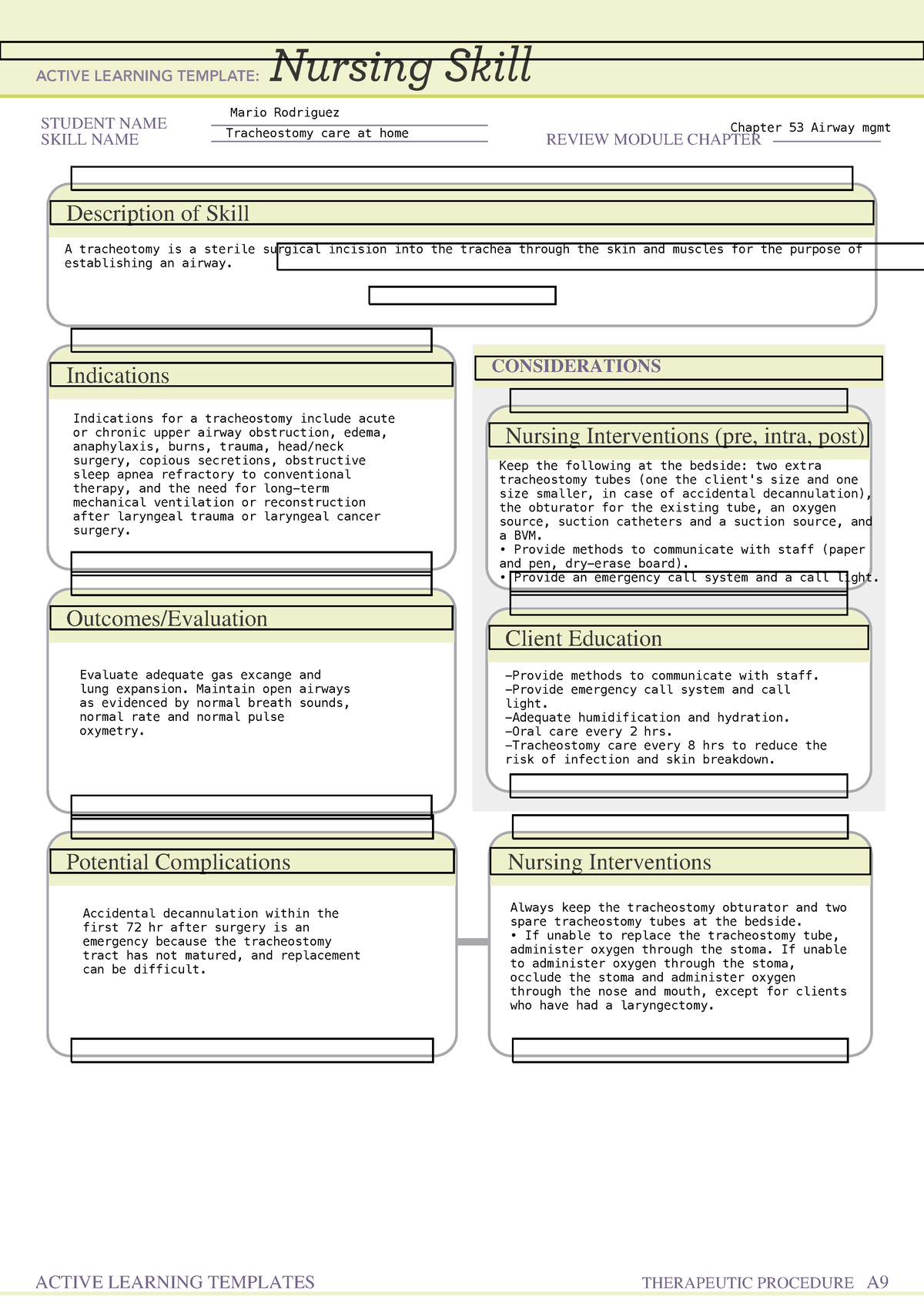 Nursing Skill form ATI Remediation template NUR3310 STUDENT NAME