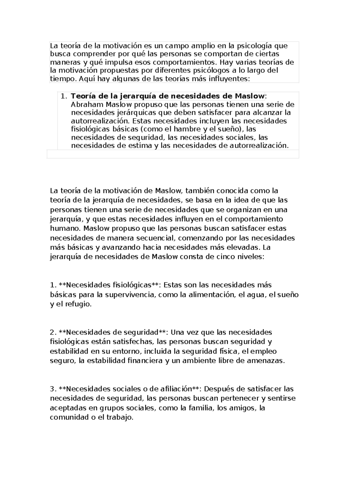 TP 1 Ingles II - La teoría de la motivación es un campo amplio en la ...