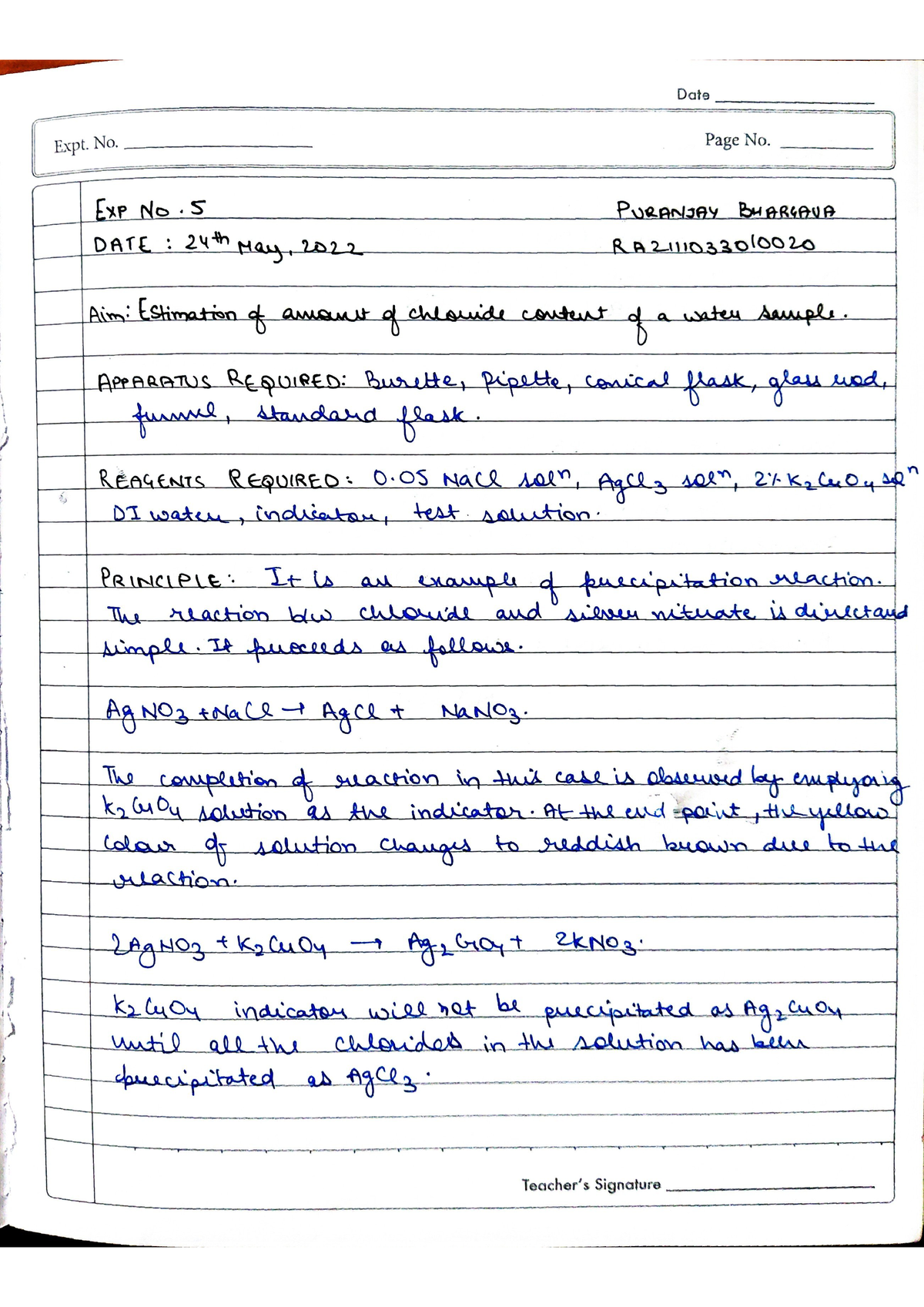 experiment 5 chemistry class 12