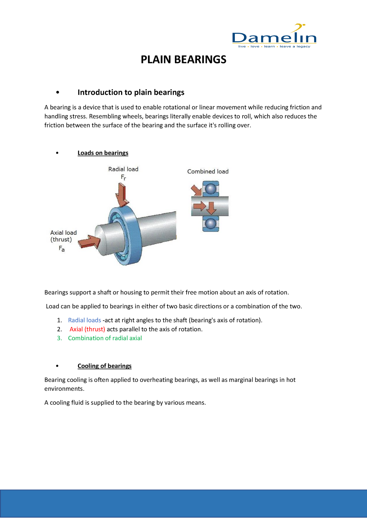 Plain Bearings - Lecture Notes 1 - PLAIN BEARINGS • Introduction To ...