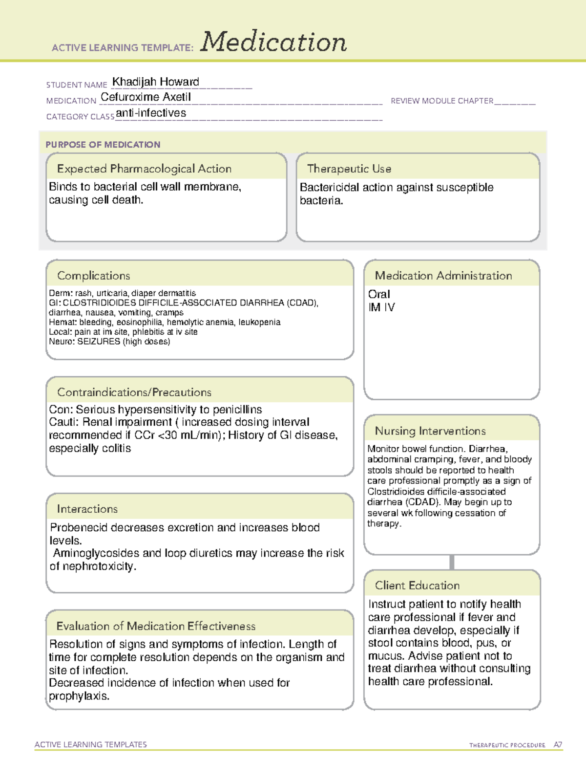 Cefuroxime Med Template ACTIVE LEARNING TEMPLATES THERAPEUTIC