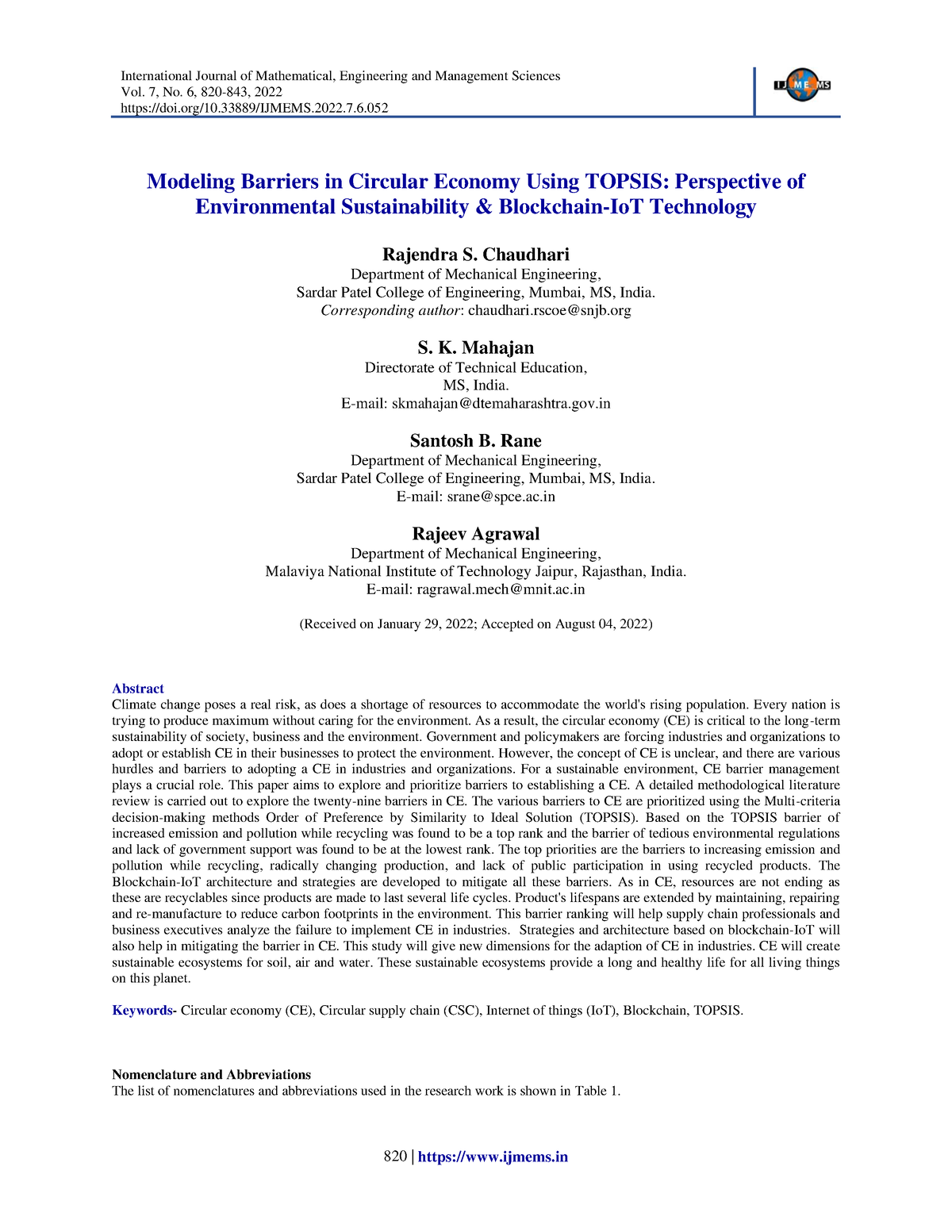 52 Ijmems 22 0064 7 6 820 843 2022 - International Journal Of ...